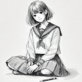 Dall-e3 で座る女の子の実験（２０２４年７月） 3枚目