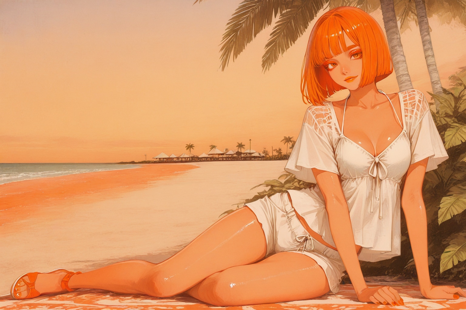 海でリラックスするアプリコットちゃん🧡