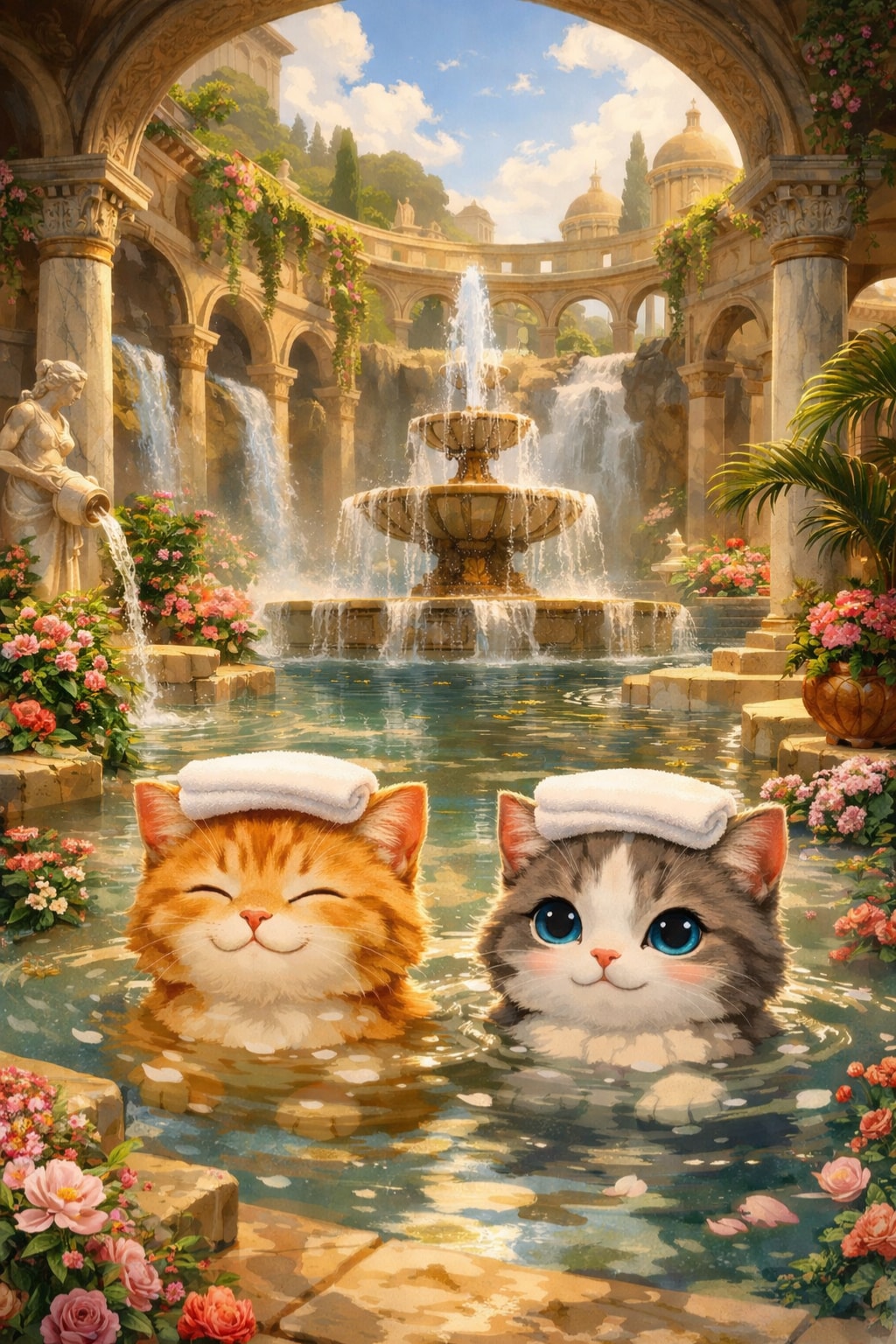 大浴場パラダイス | の人気AIイラスト・グラビア