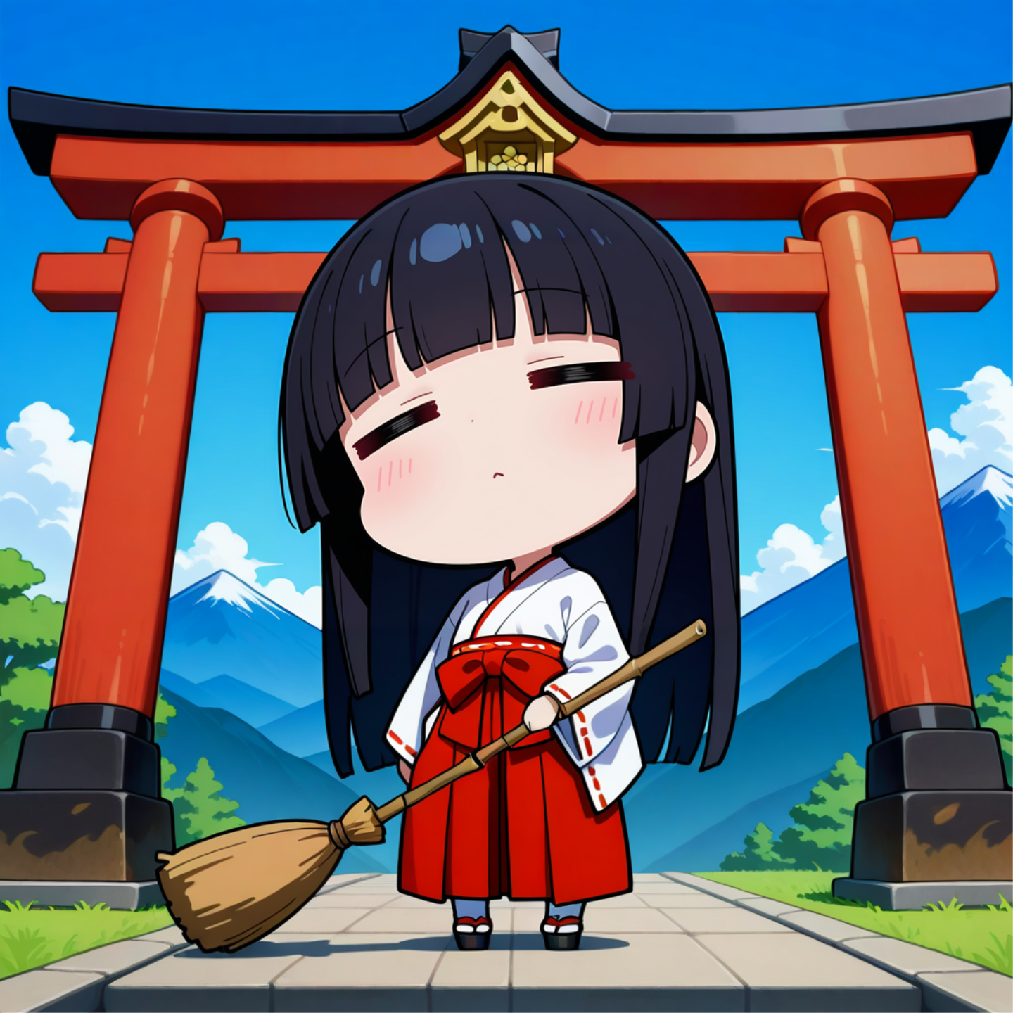 巫女ちゃんお掃除中