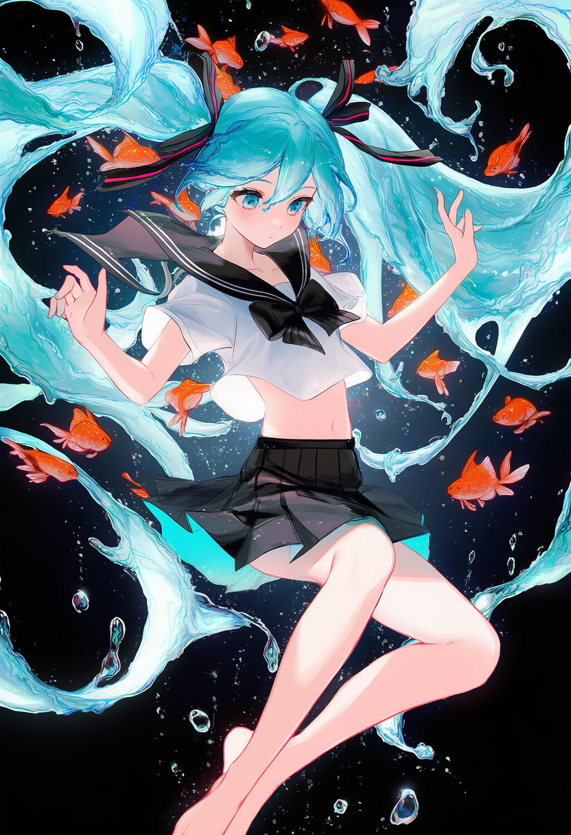 水と一体化ミク | の人気AIイラスト・グラビア