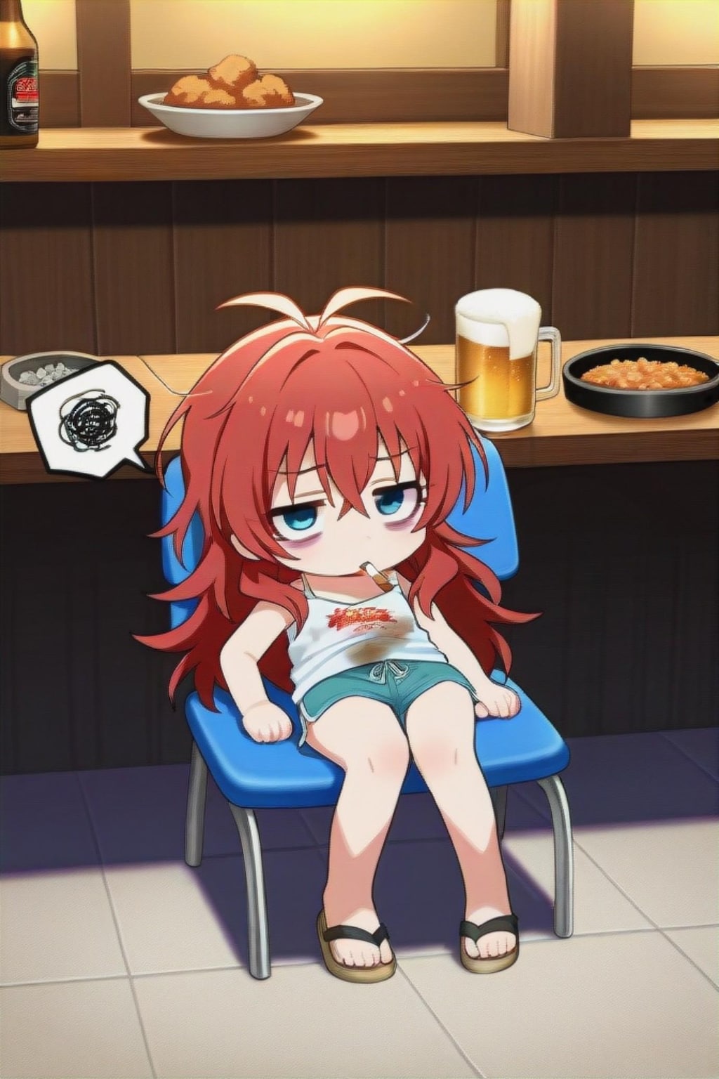 だらける赤髪ちゃん