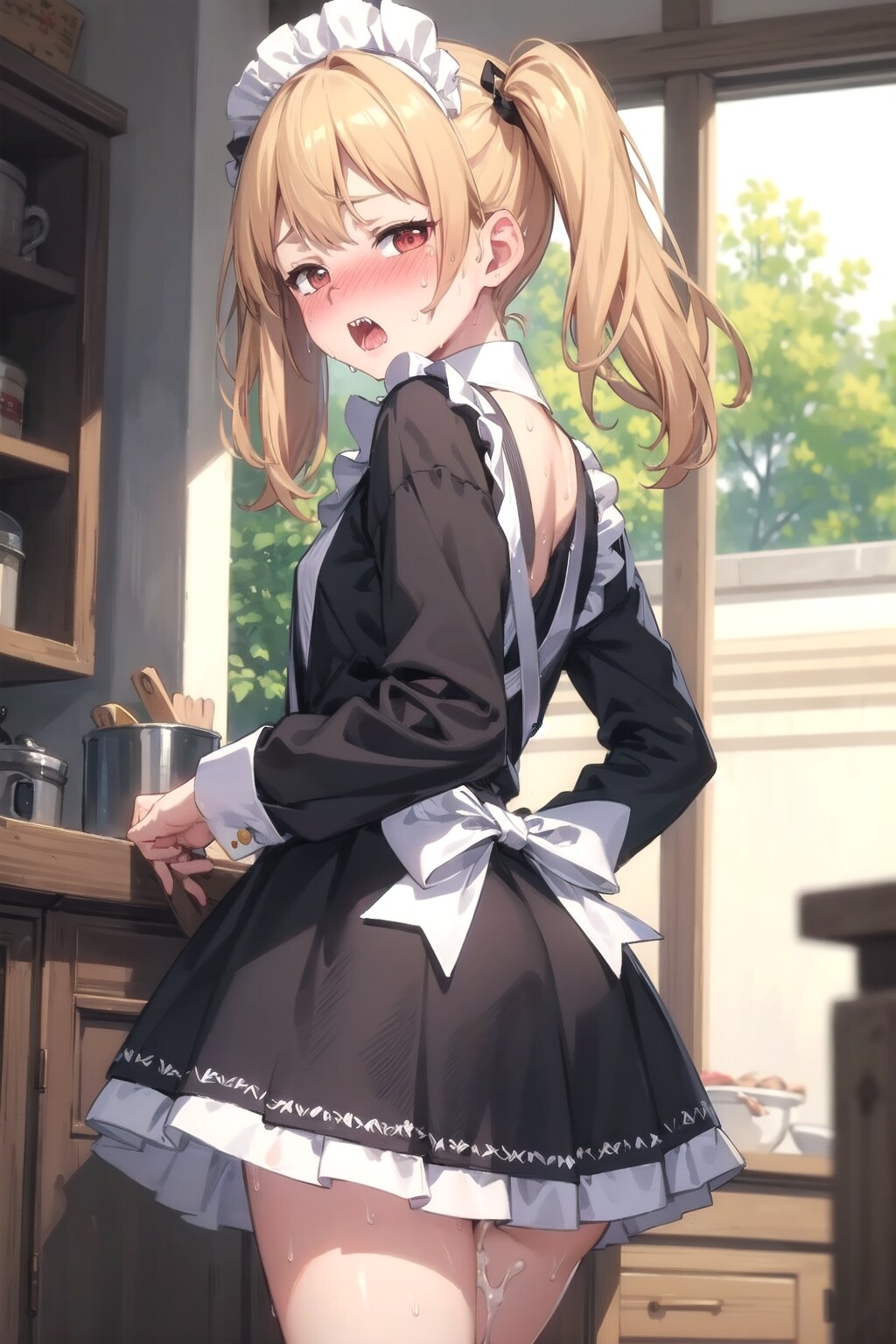 発熱して辛いのに頑張るメイドさん