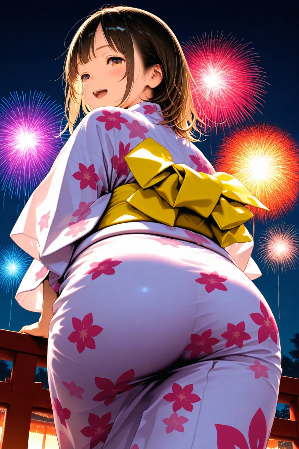 花火を見てる