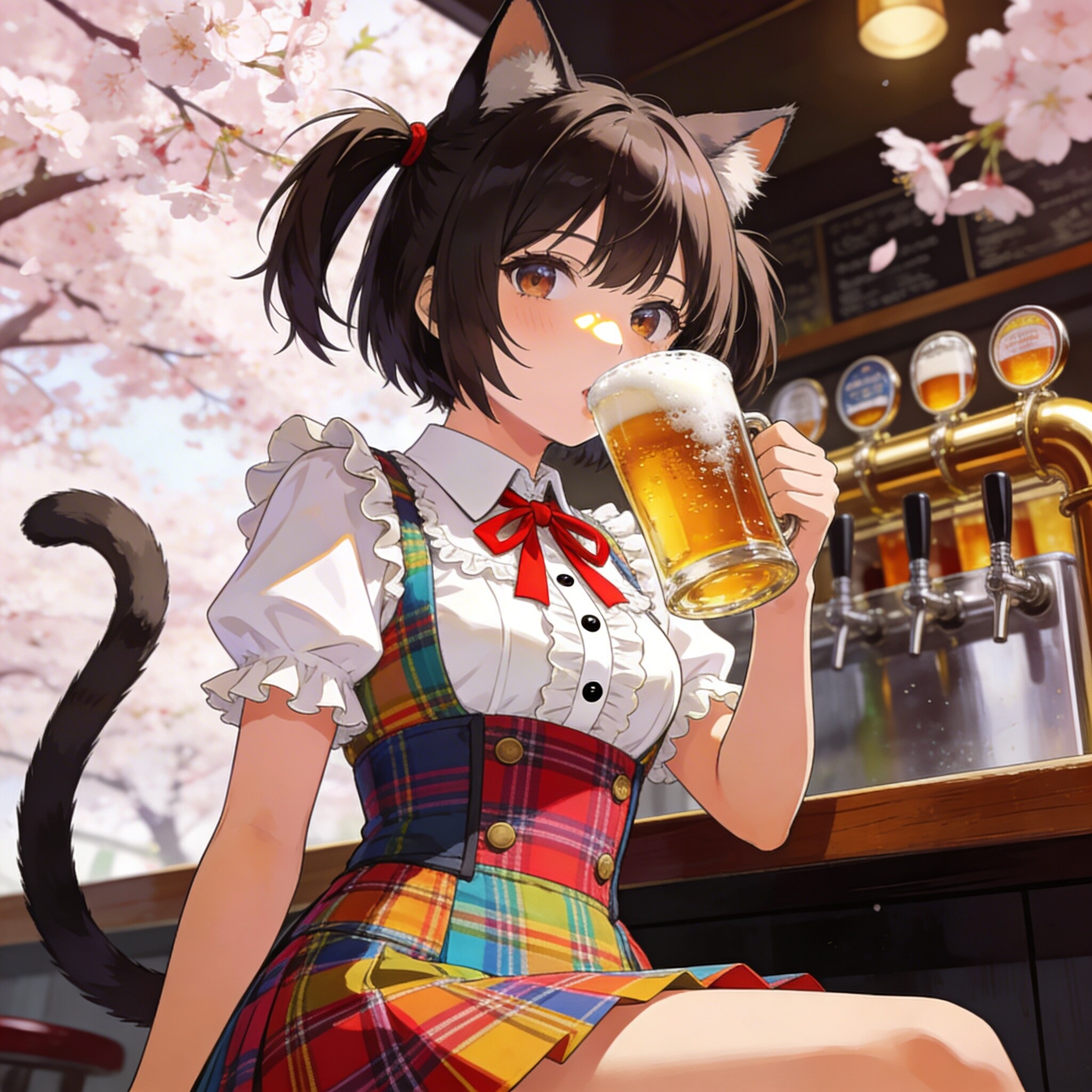 黒ツイにゃん。花見