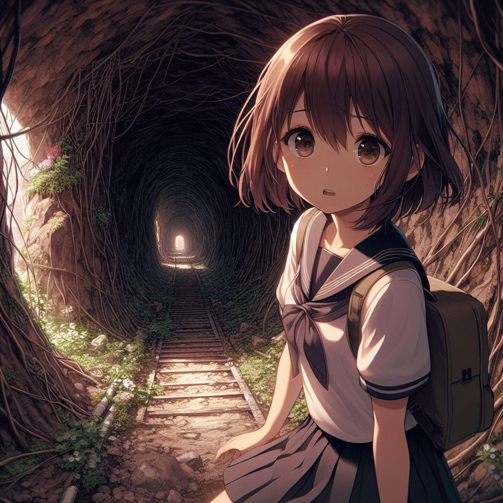 暗い洞窟を下る…
