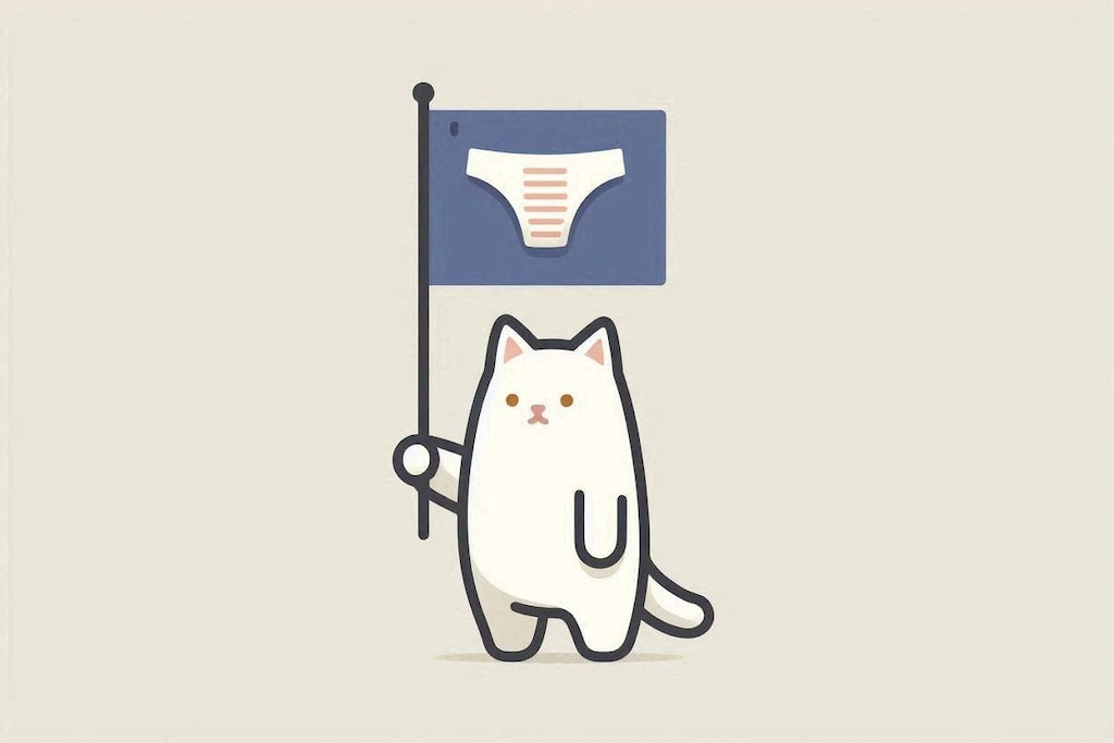 パンツの旗を振るただのねこ