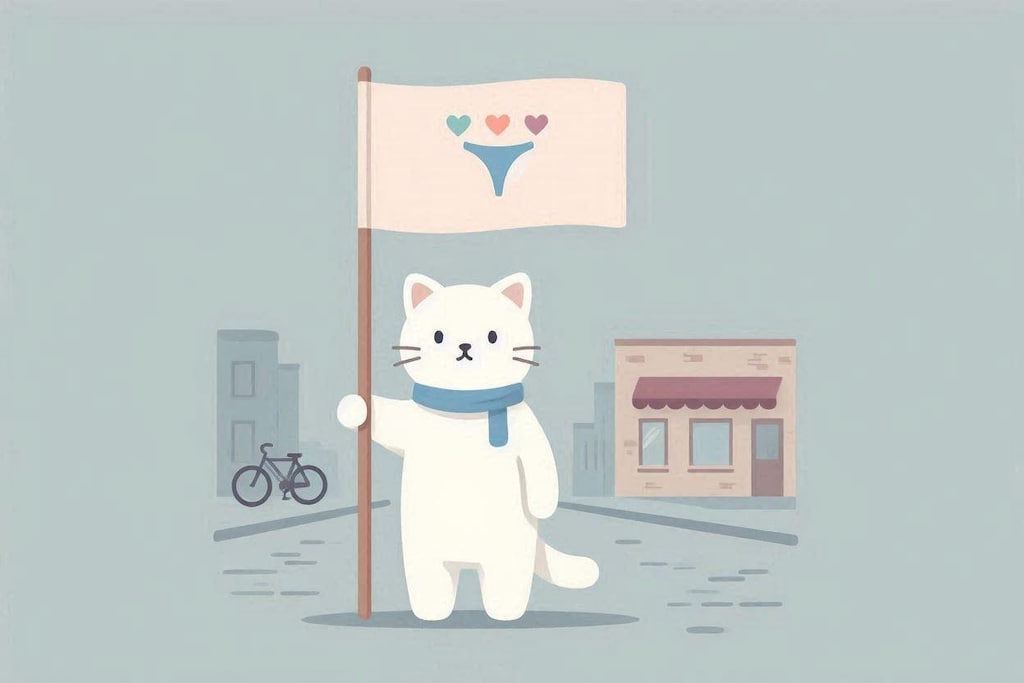 パンツの旗を振るただのねこ