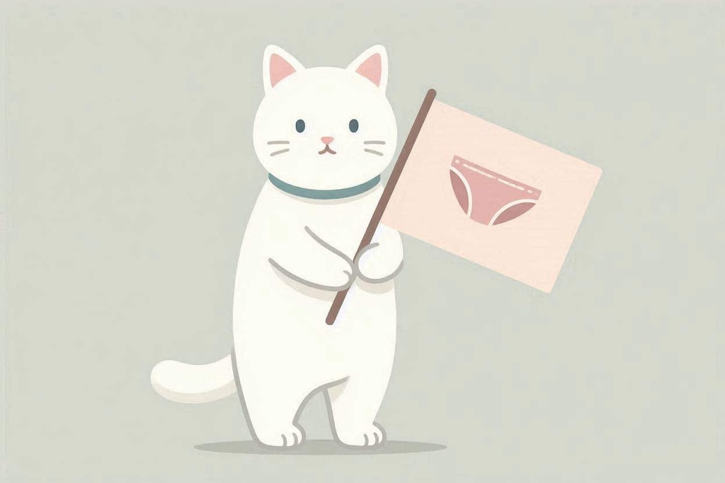 パンツの旗を振るただのねこ