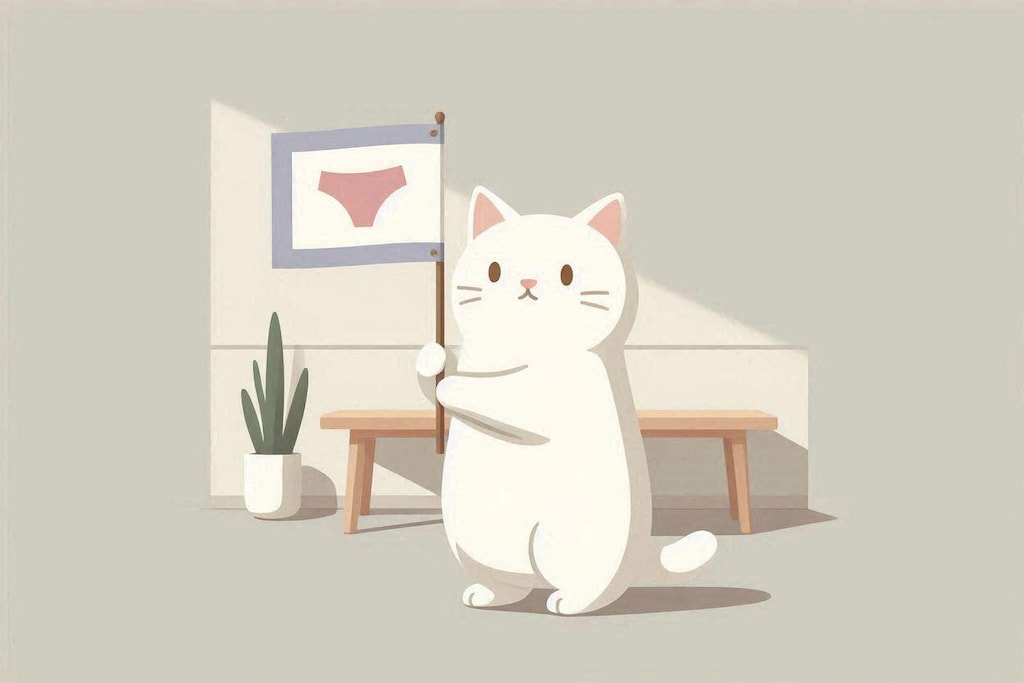 パンツの旗を振るただのねこ
