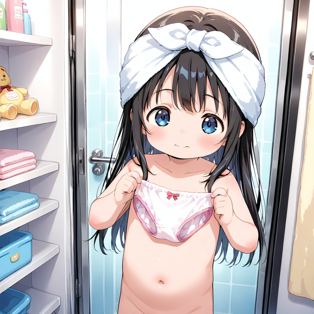 湯上がり 着替えるロリ少女
