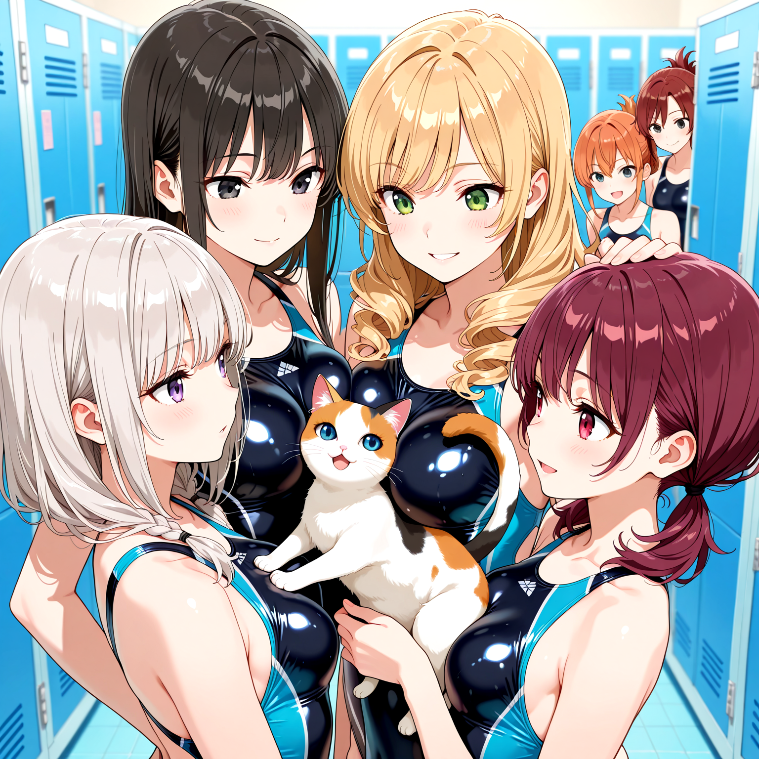 更衣室に紛れ込んだ猫