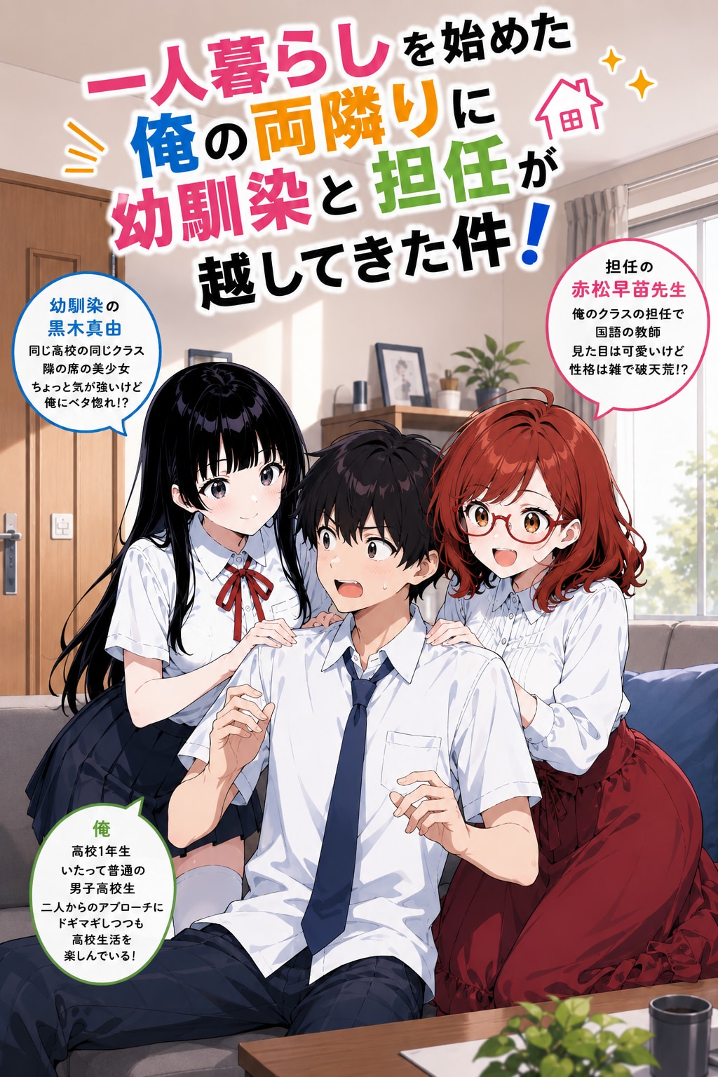 一人暮らしを始めた俺の両隣りに幼馴染と担任が越してきた件！ | の人気AIイラスト・グラビア
