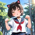 お……おはようございます……に、にゃ……先輩、何かリアクションしてくれますか、真顔で無言の反応をされるとかなり恥ずかしいんですけど……あれ？　気絶している…… 3枚目