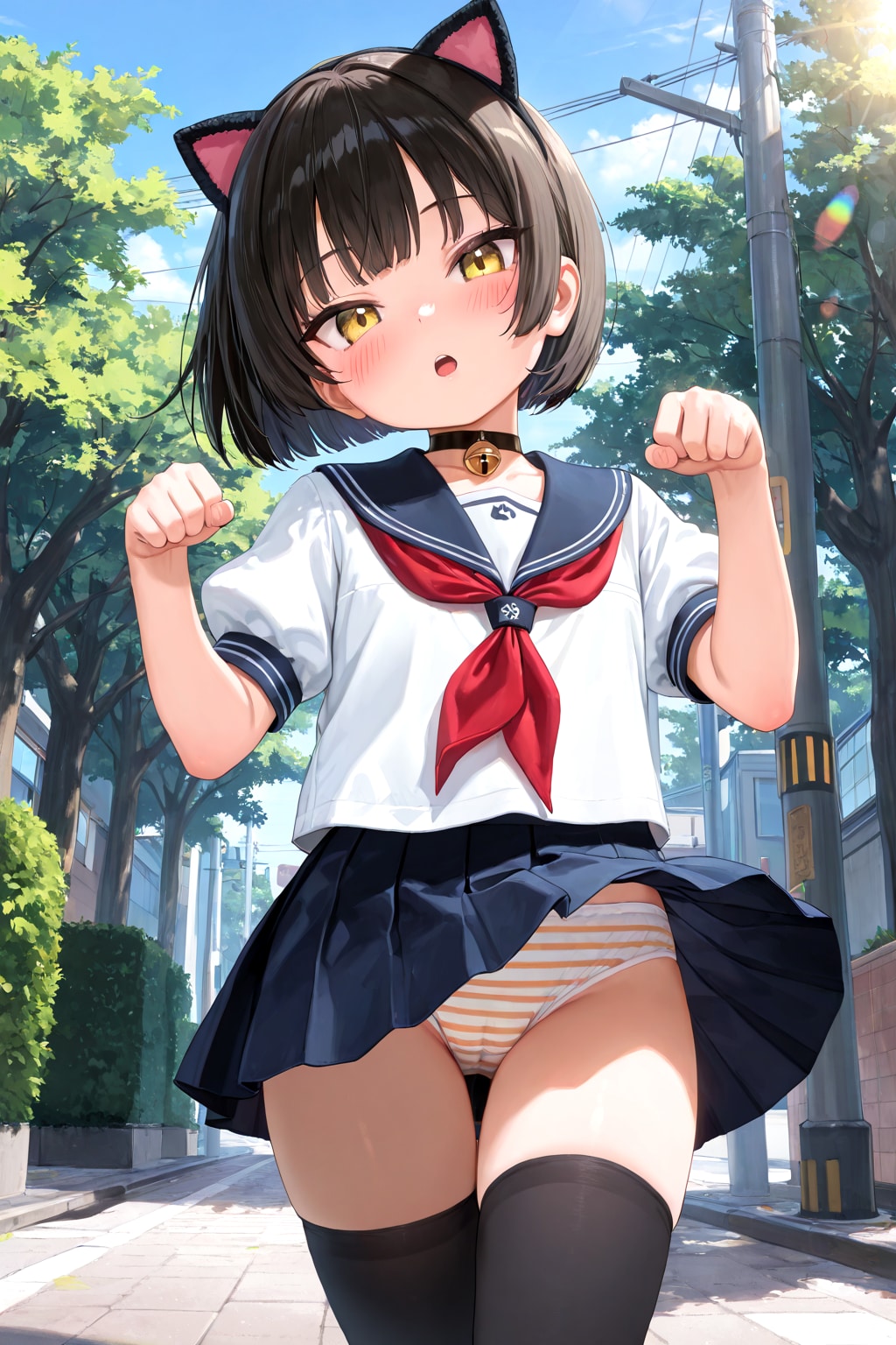お……おはようございます……に、にゃ……先輩、何かリアクションしてくれますか、真顔で無言の反応をされるとかなり恥ずかしいんですけど……あれ？　気絶している……