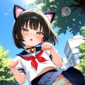 お……おはようございます……に、にゃ……先輩、何かリアクションしてくれますか、真顔で無言の反応をされるとかなり恥ずかしいんですけど……あれ？　気絶している…… 5枚目