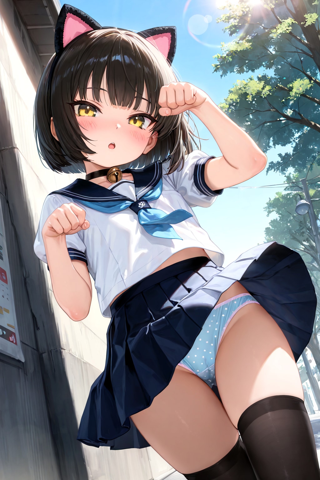 お……おはようございます……に、にゃ……先輩、何かリアクションしてくれますか、真顔で無言の反応をされるとかなり恥ずかしいんですけど……あれ？　気絶している……