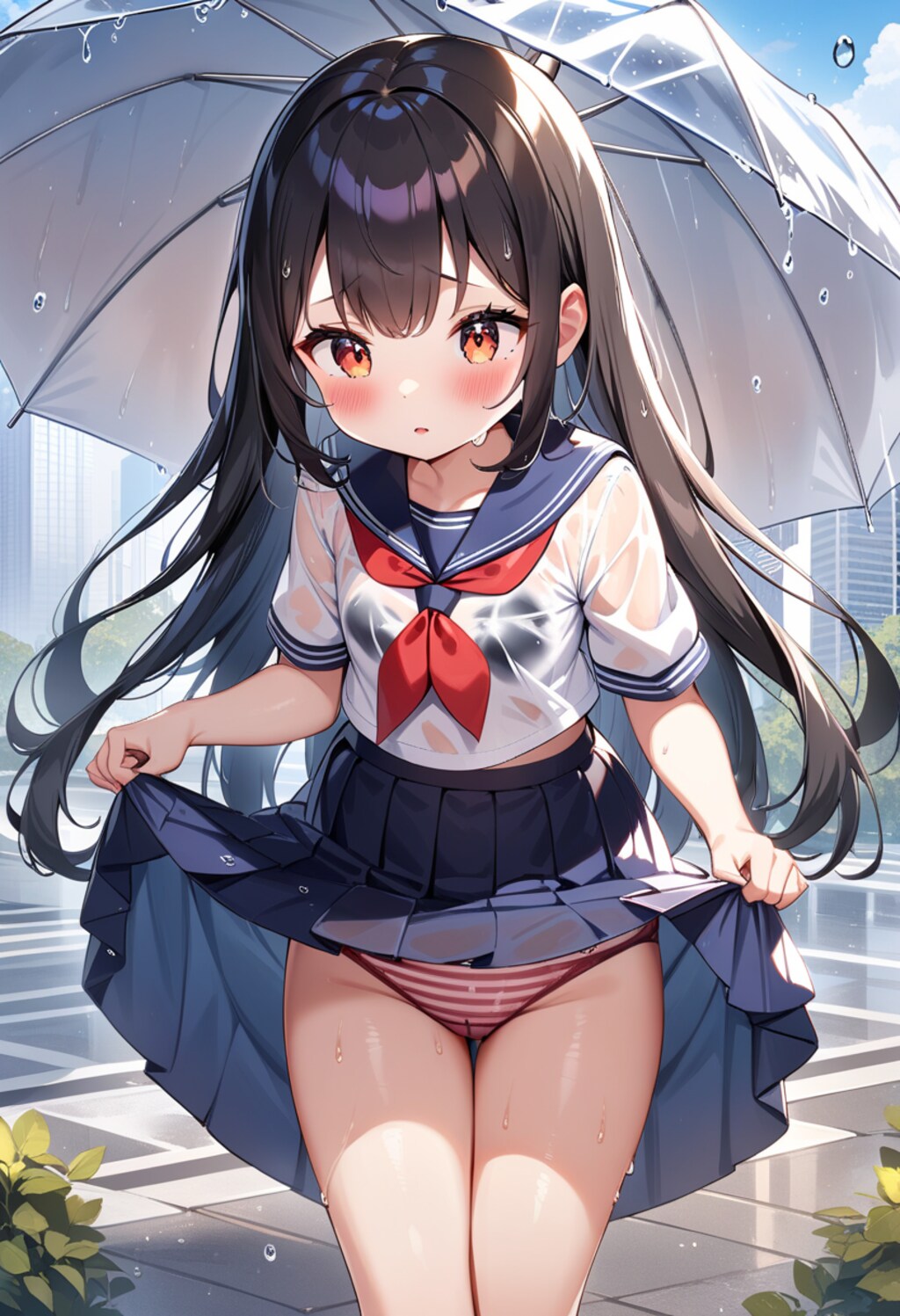 雨の中でカーテシーの練習