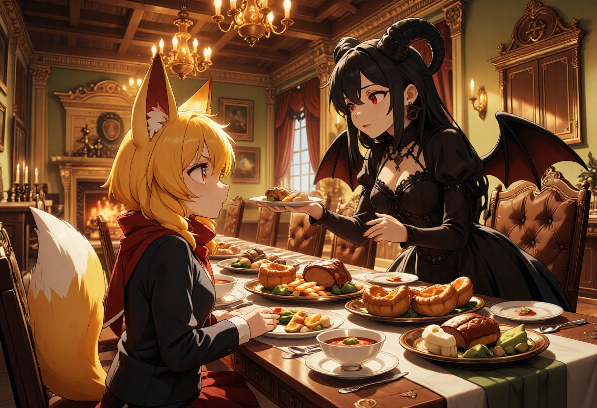 【ZIT】キツネ娘とサキュバスお姉さん | の人気AIイラスト・グラビア