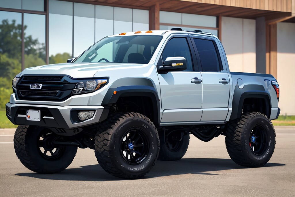 リフトアップした４ドアピックアップ（SUT）