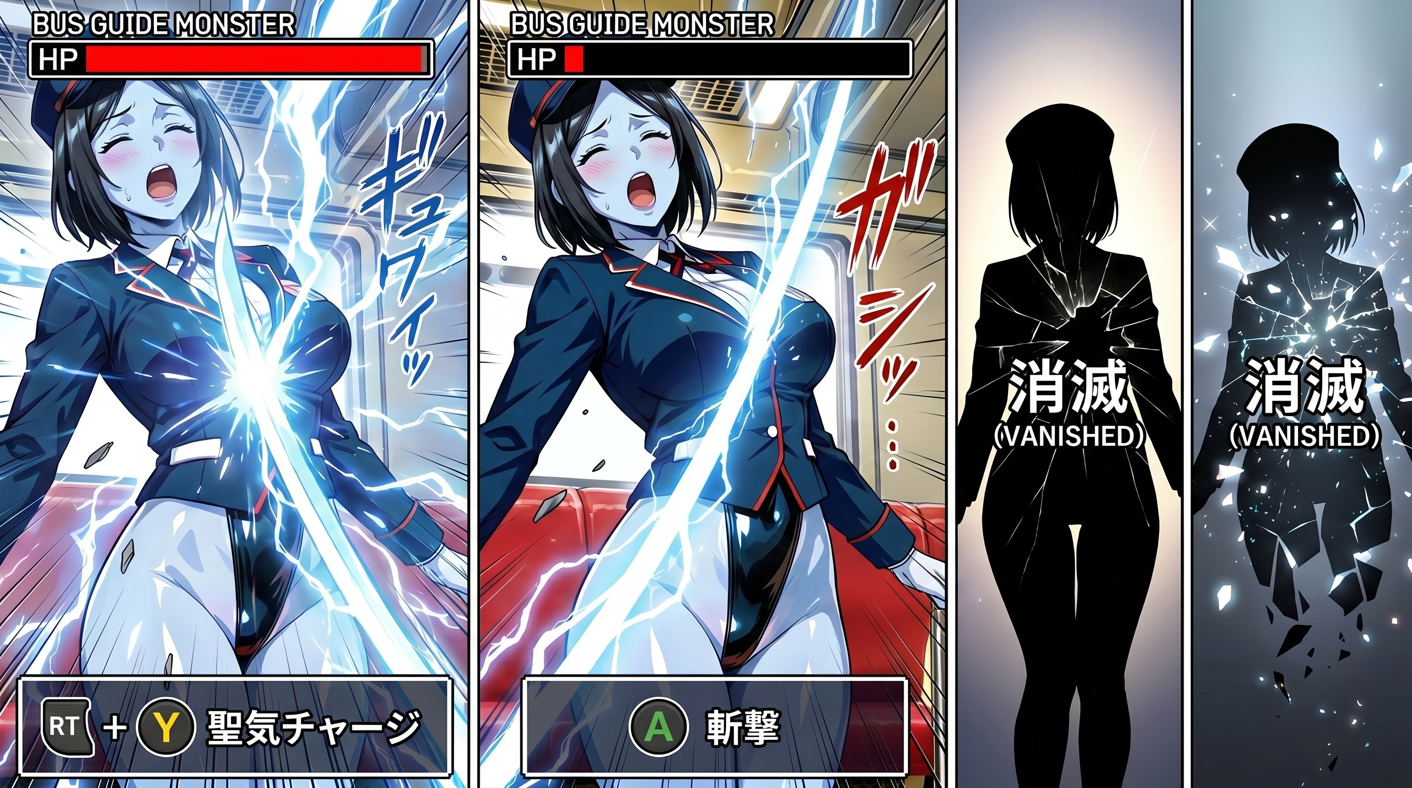 敵が全員ハイレグ美少女のク〇スソードっぽい？ゲームがあったら♪個人的にはホクホク😍💕・・（2枚目はゲームUI無くして純粋な”やられ”イラストにしました）