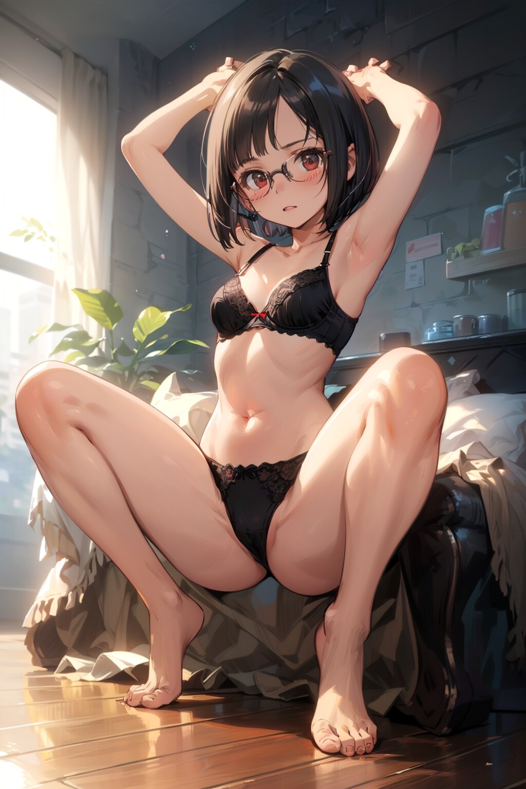 下着の眼鏡っ娘