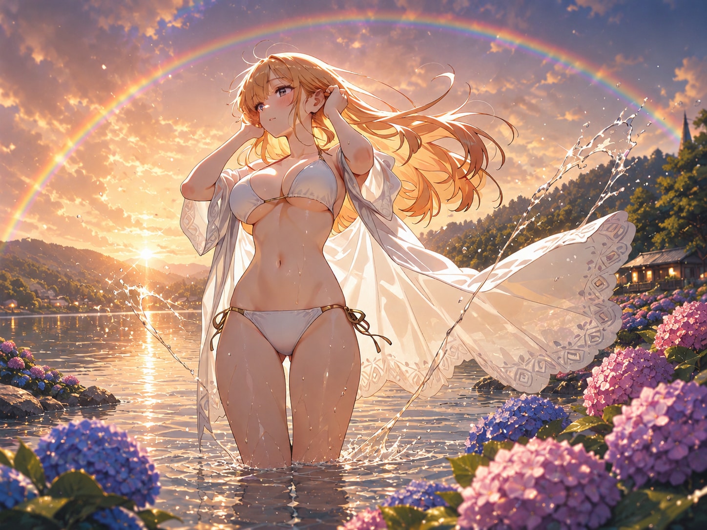 虹と紫陽花