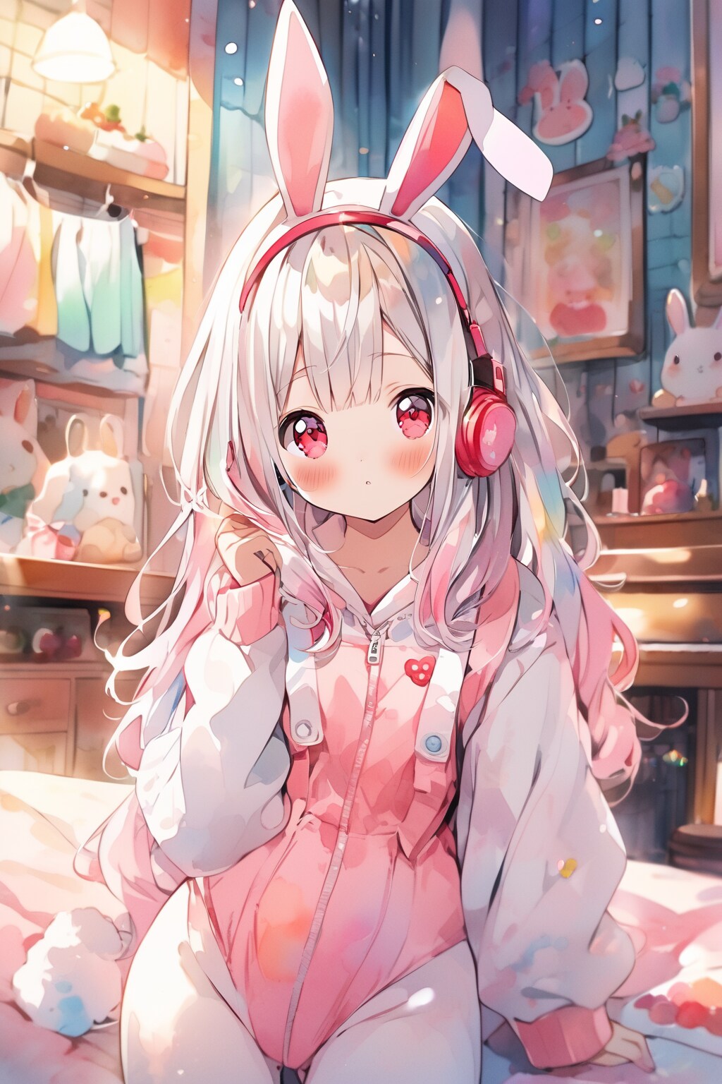 ウサ耳型ヘッドフォン | の人気AIイラスト・グラビア