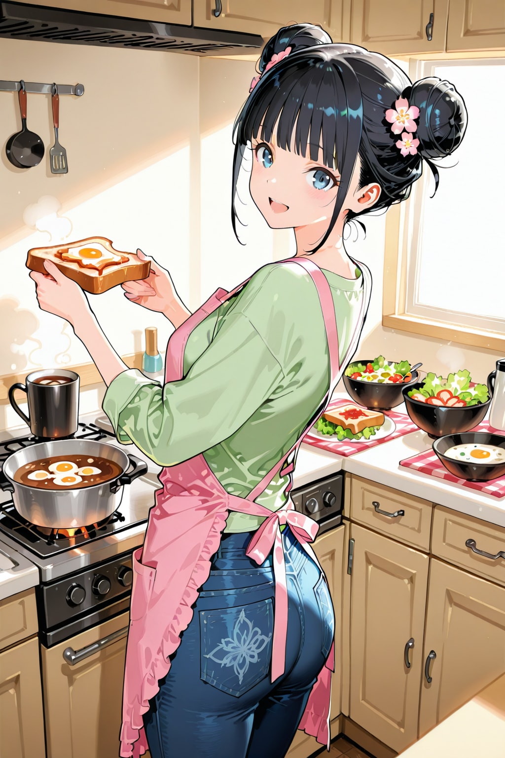 おだんごちゃん🍡✨と朝ごはん🍚✨　3/8 | の人気AIイラスト・グラビア