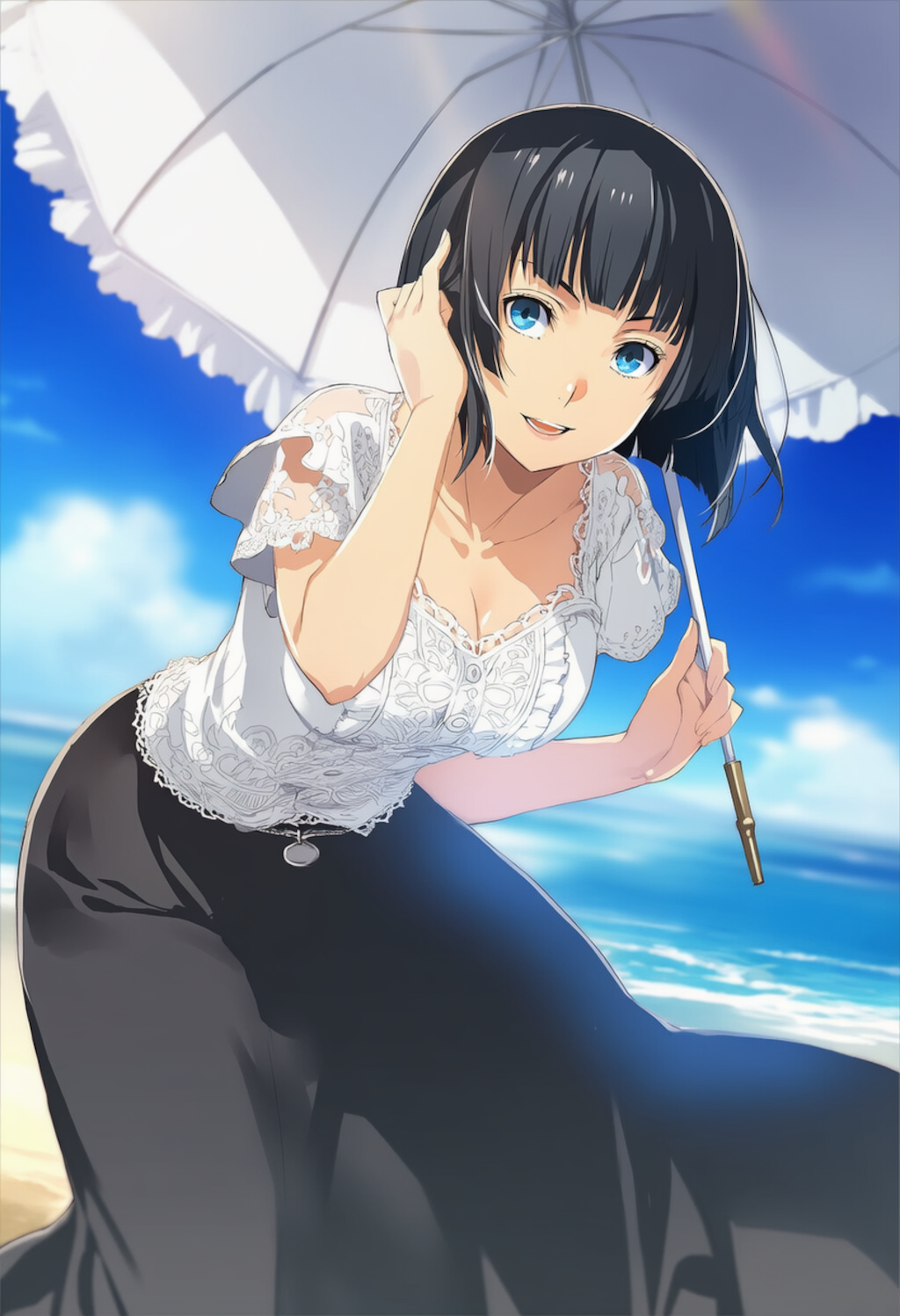 栞さんの浜辺を散歩