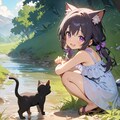 猫娘と黒猫 2枚目