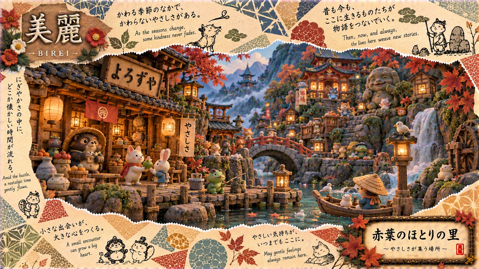 Village by the Red Leaves — Where Kindness Gathers  As the seasons change, some kindness never fades | の人気AIイラスト・グラビア