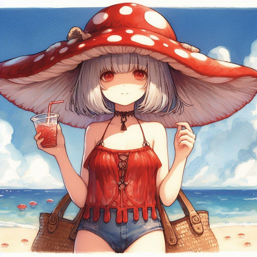 きのこの魔女、海水浴場にお出かけ