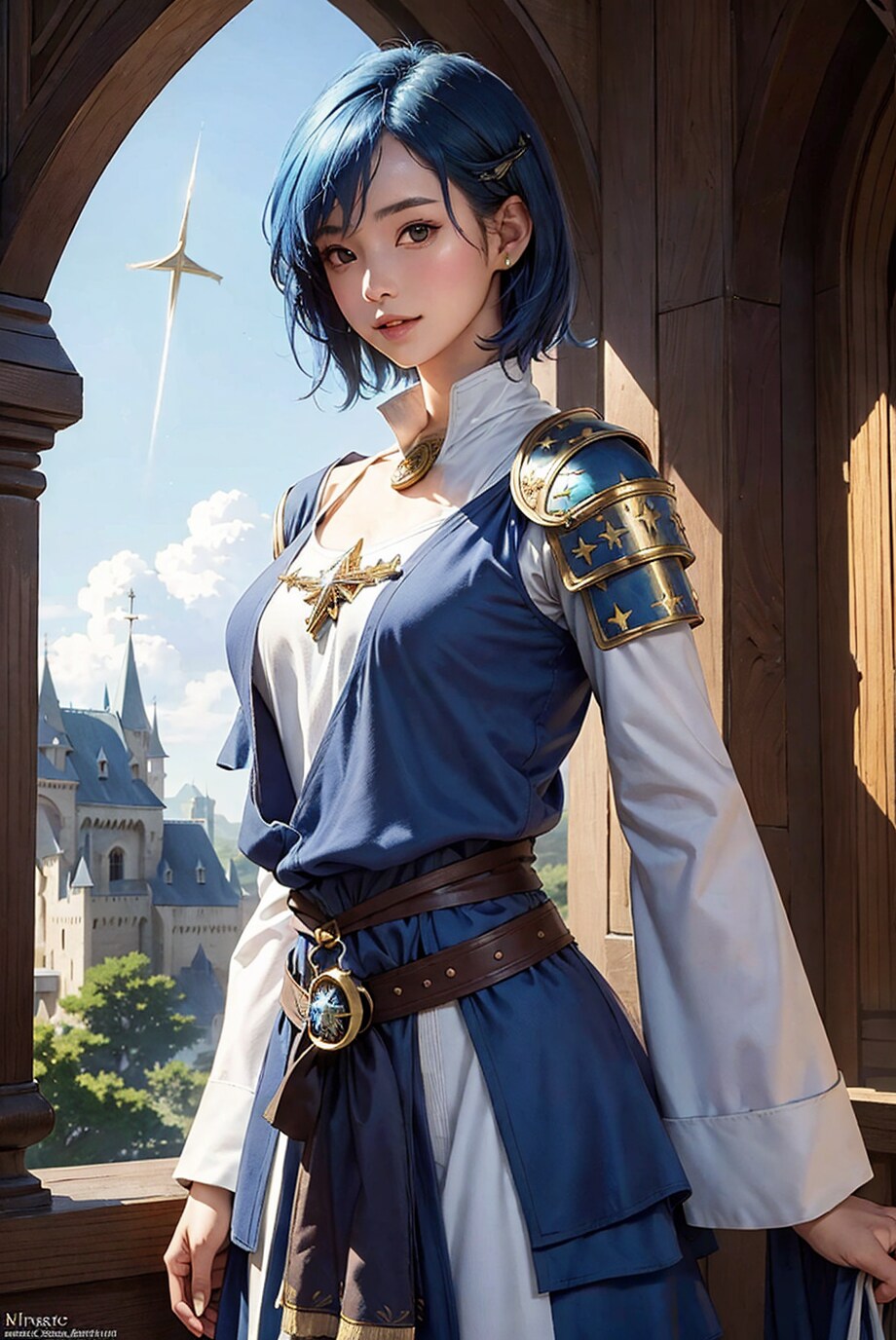 青い髪の騎士