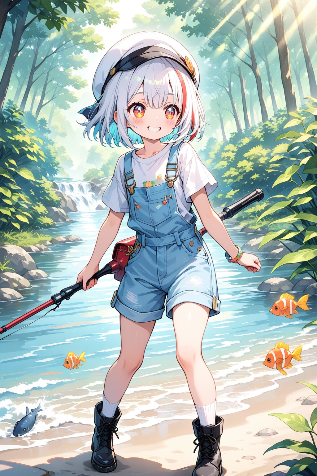川遊びする白遊ちむちゃん