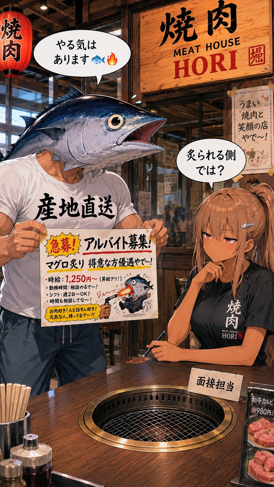 面接に来たマグロ頭男さん🐟️🔥