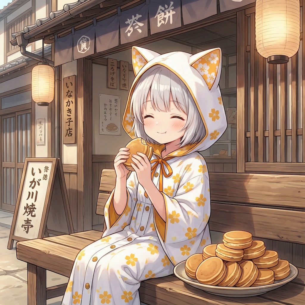 フロル、今川焼き爆食中