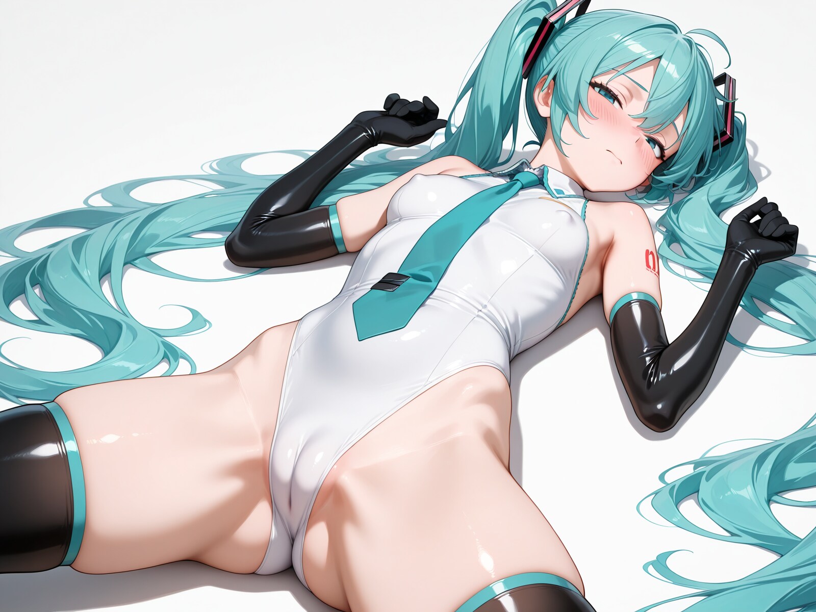 仰向けレオタードミク
