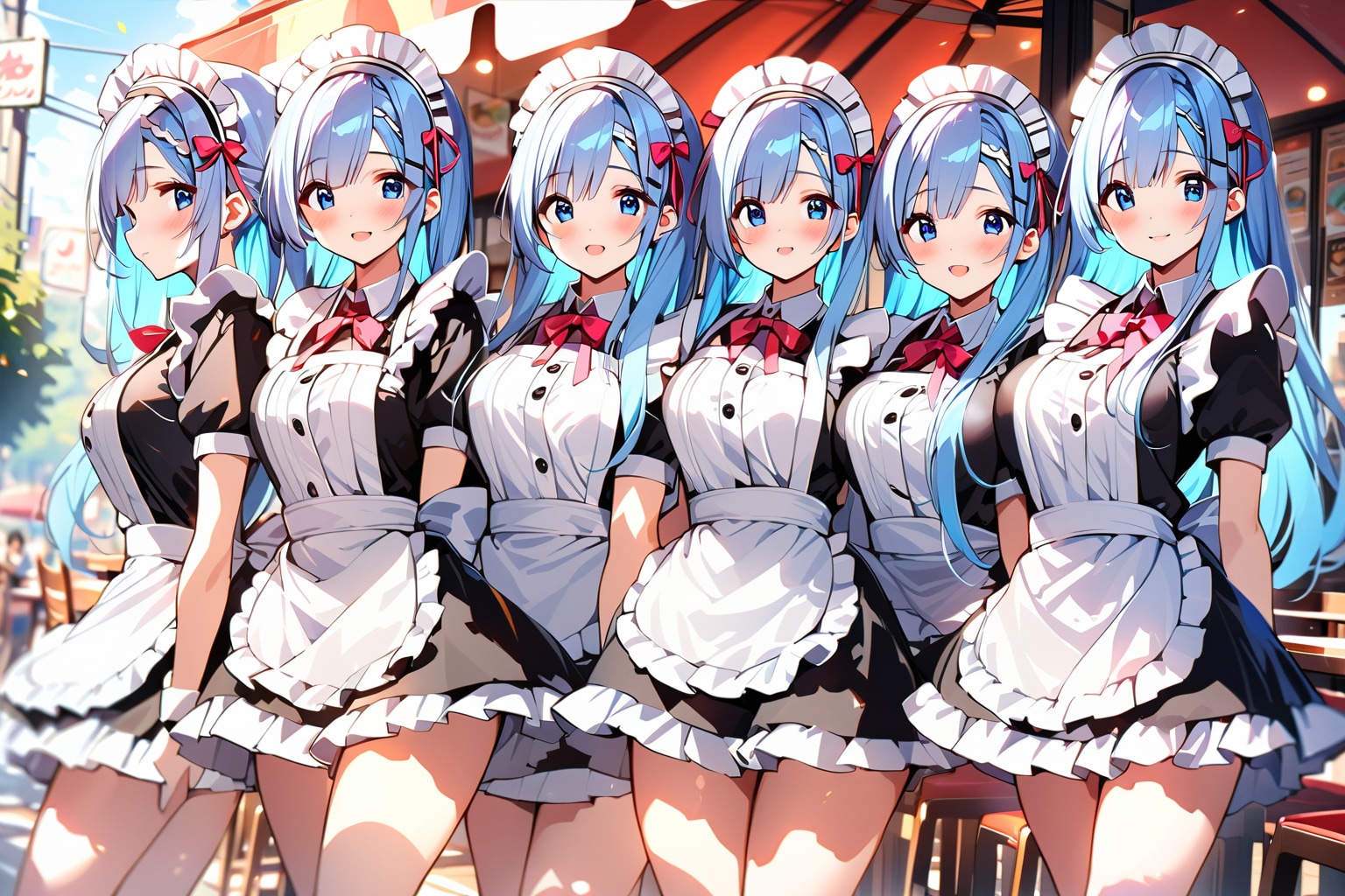 街で有名な美人六つ子姉妹 | の人気AIイラスト・グラビア