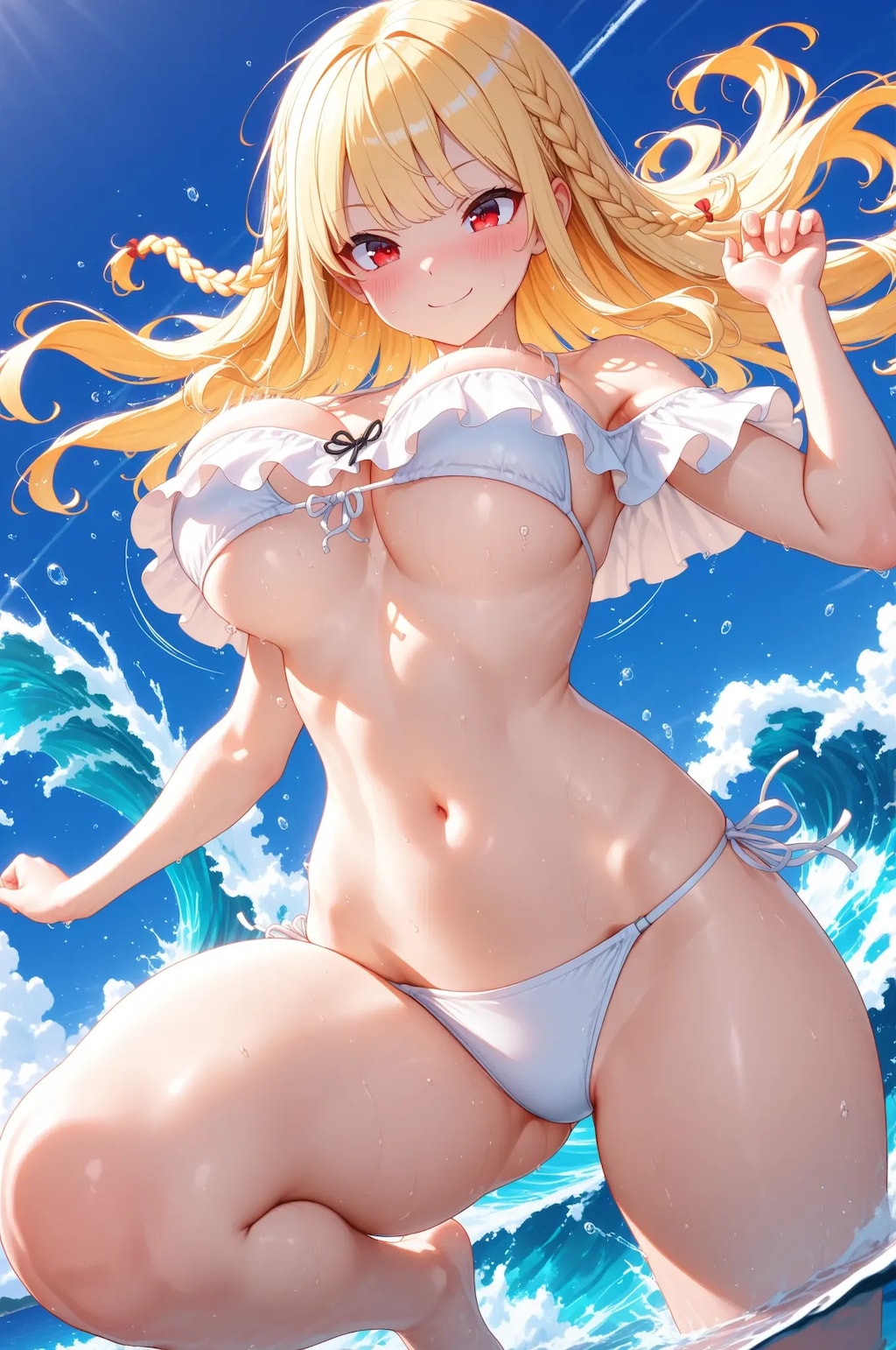 健康的な金髪ビキニちゃん