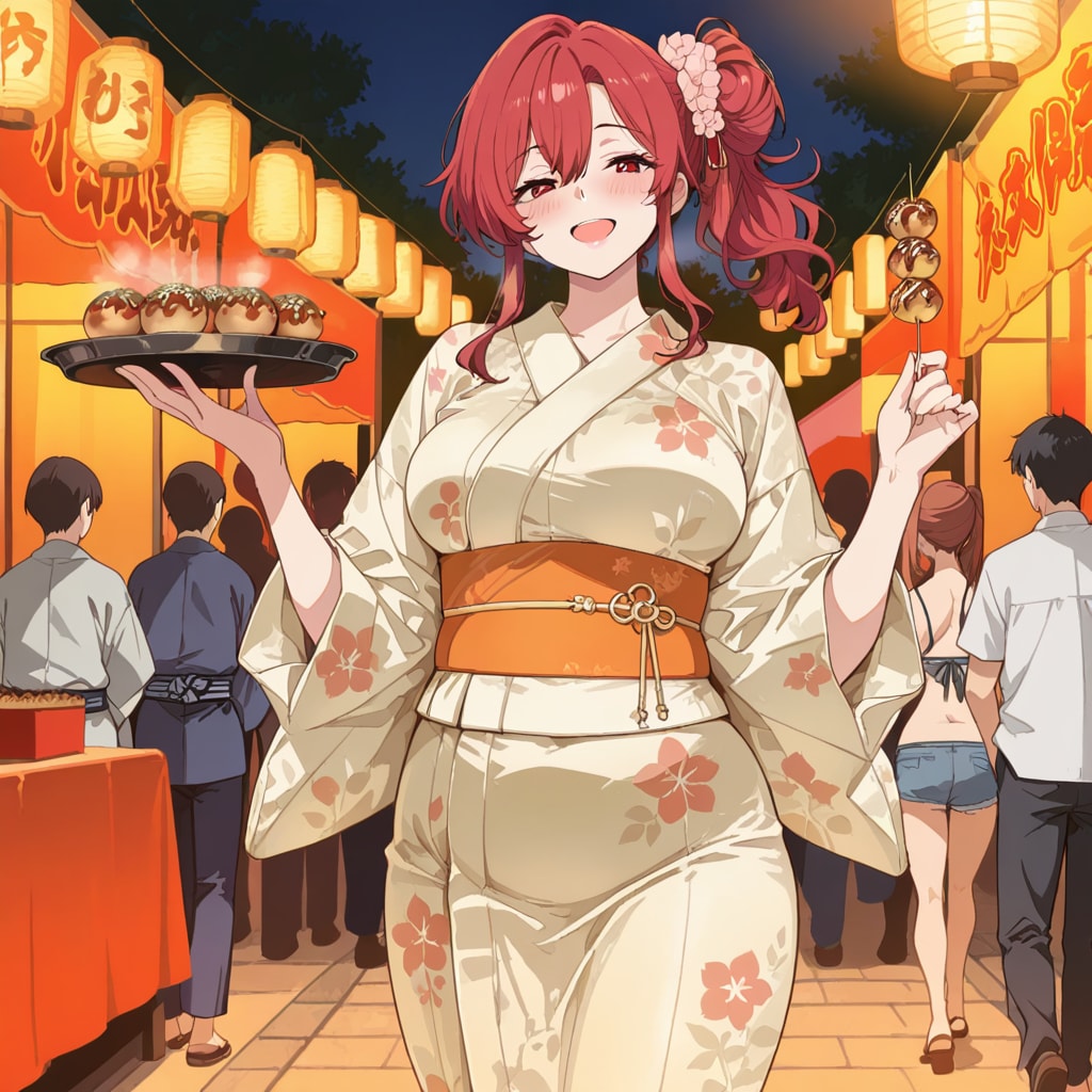 たこ焼き片手にごきげん店長