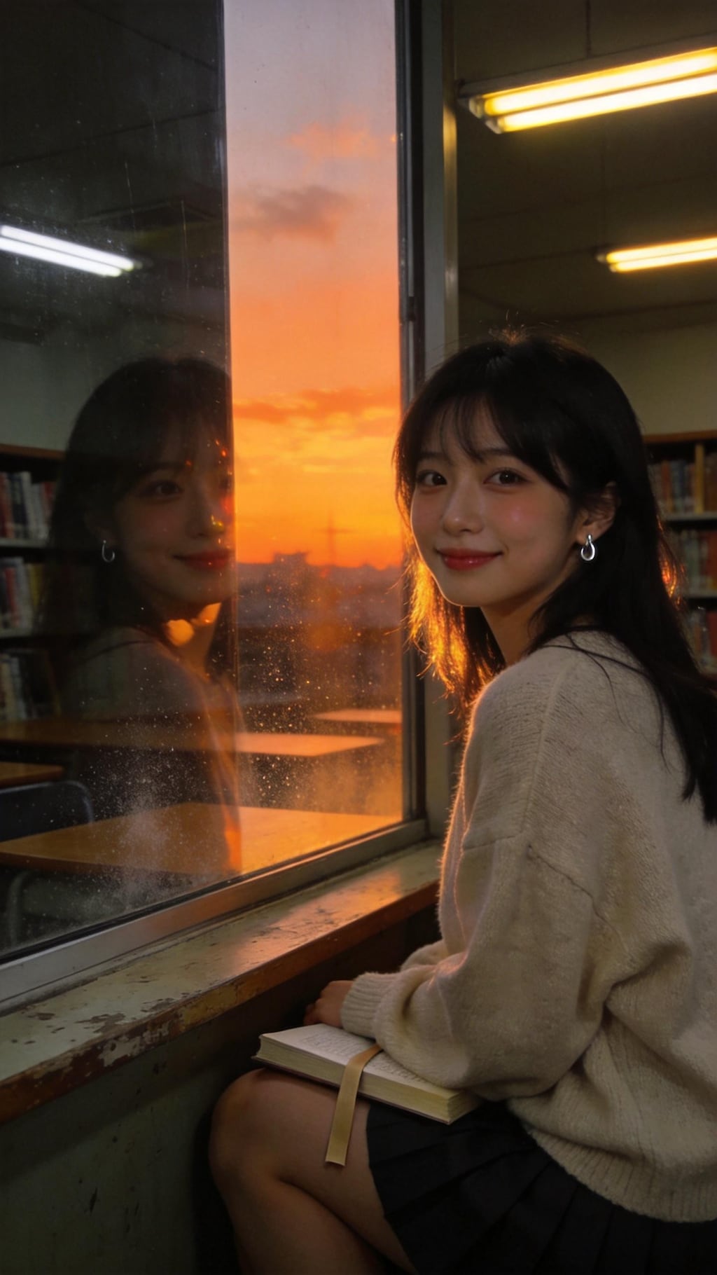 The Girl Reflected in Sunset Glass