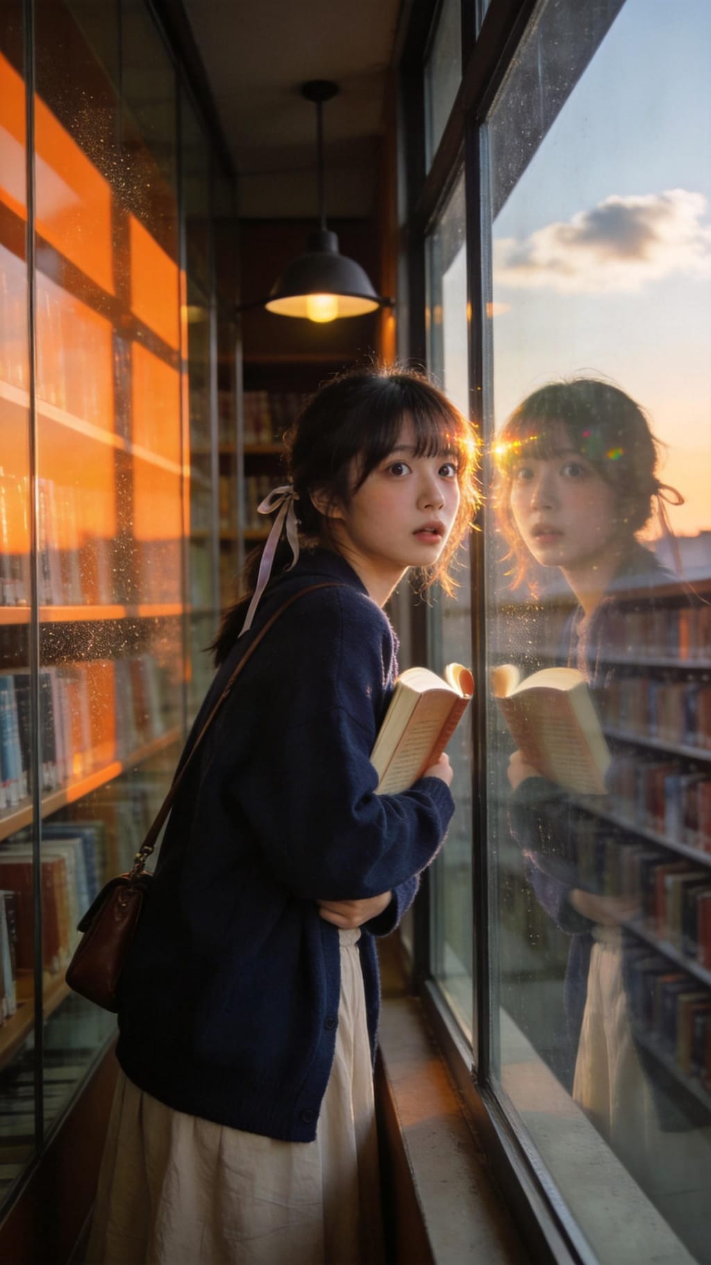 The Girl Reflected in Sunset Glass