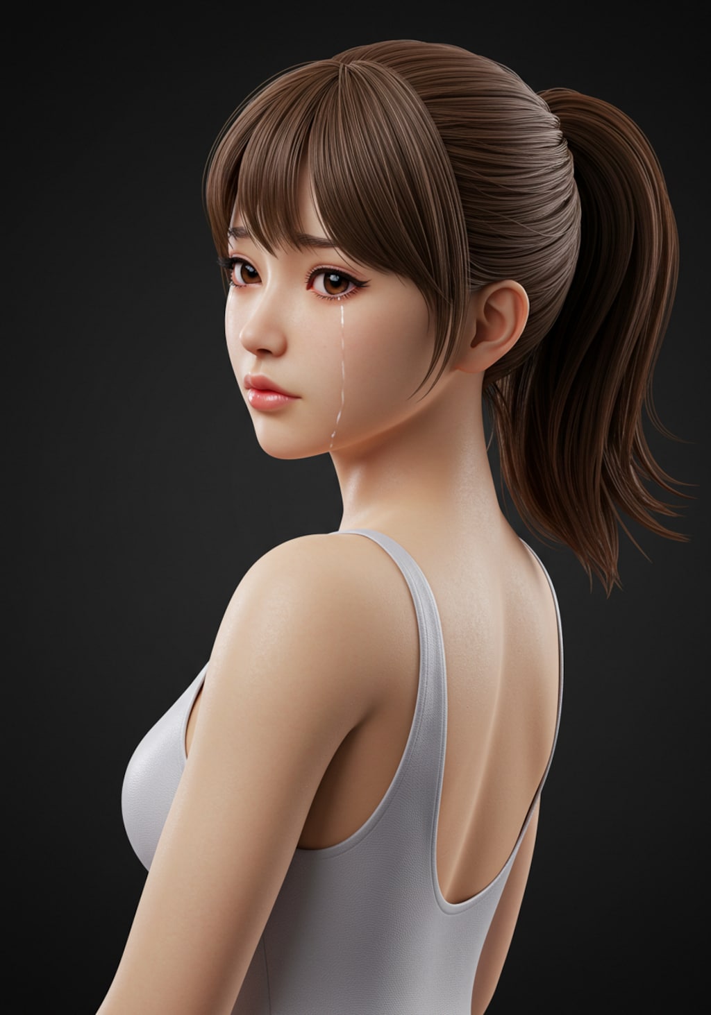 振り返る少女フィギュア(表情いろいろ)