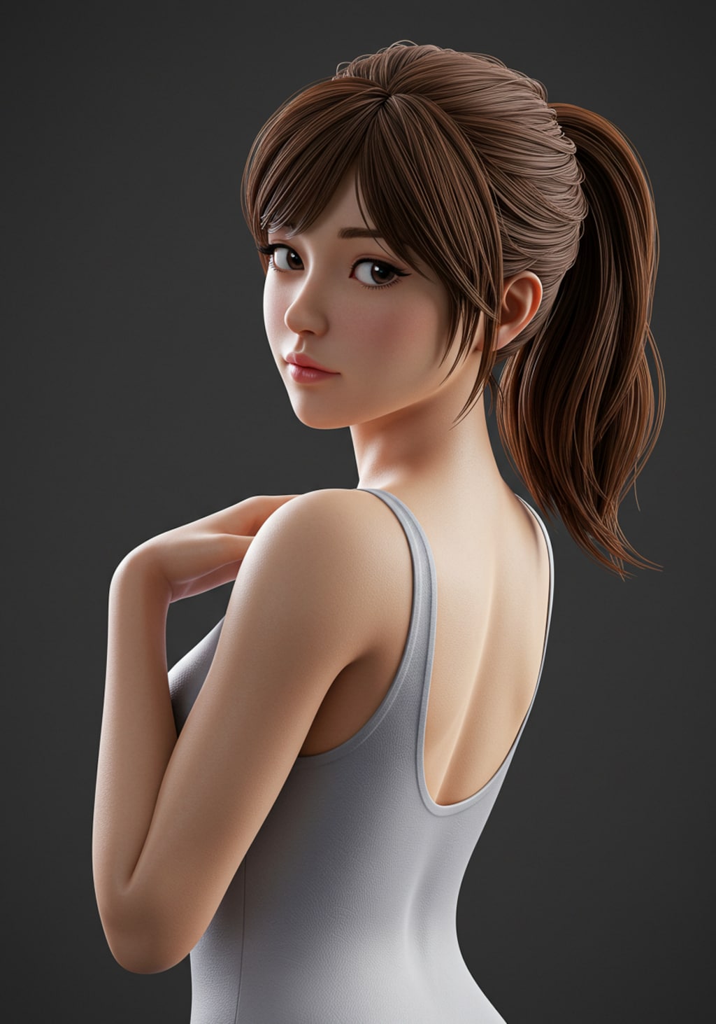 振り返る少女フィギュア(表情いろいろ)