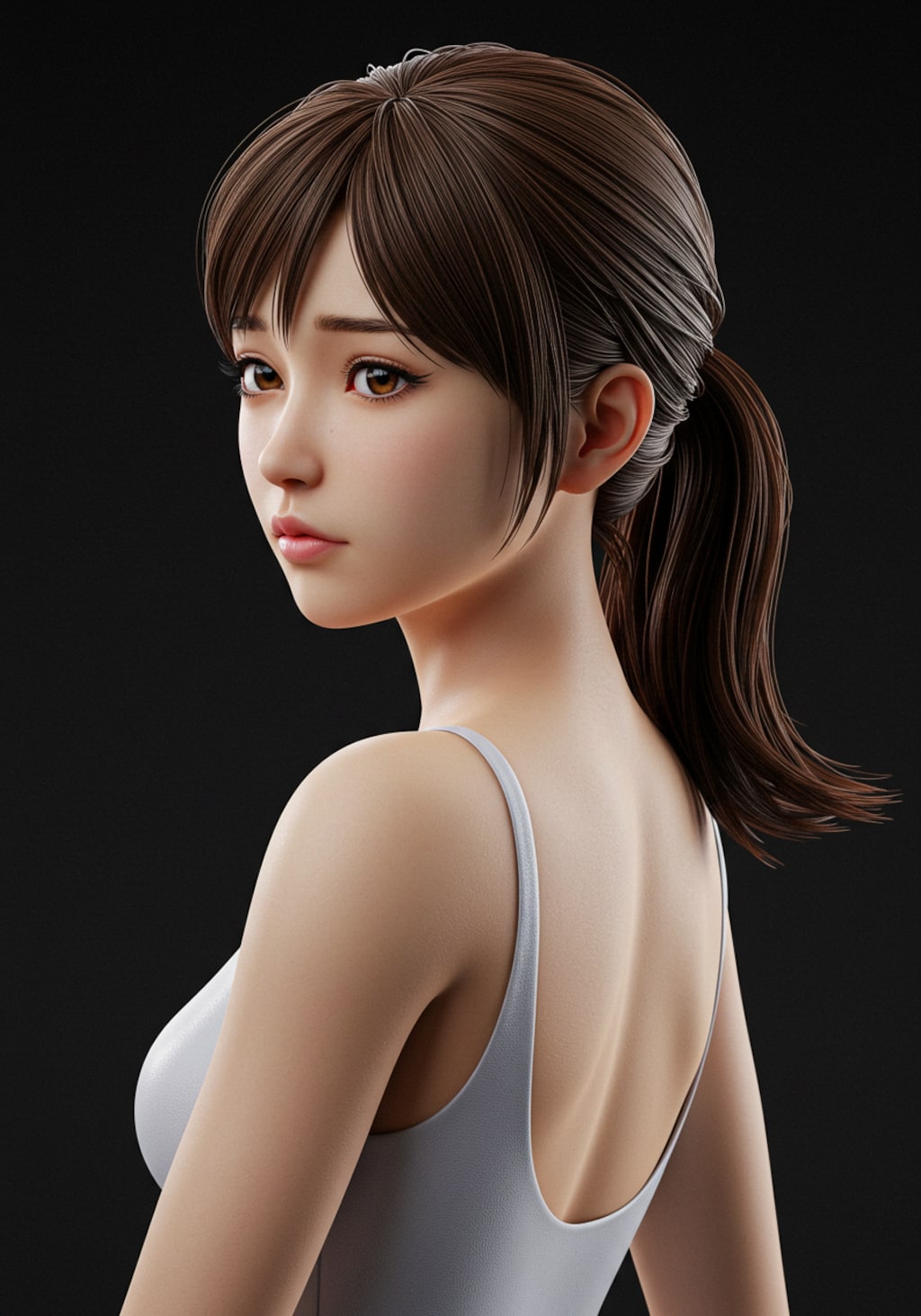 振り返る少女フィギュア(表情いろいろ)