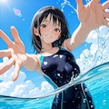 海ではしゃぐ女の子たち 2枚目