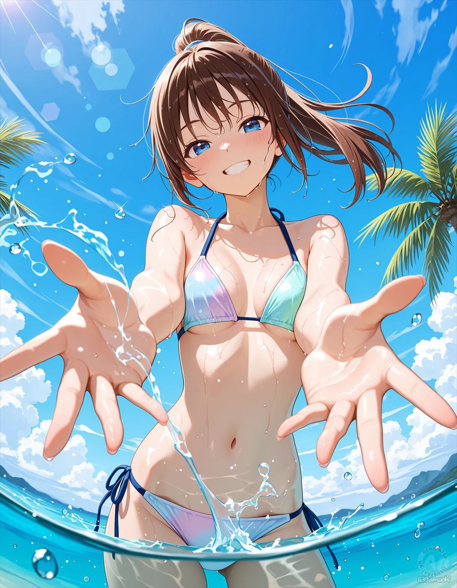 海ではしゃぐ女の子たち