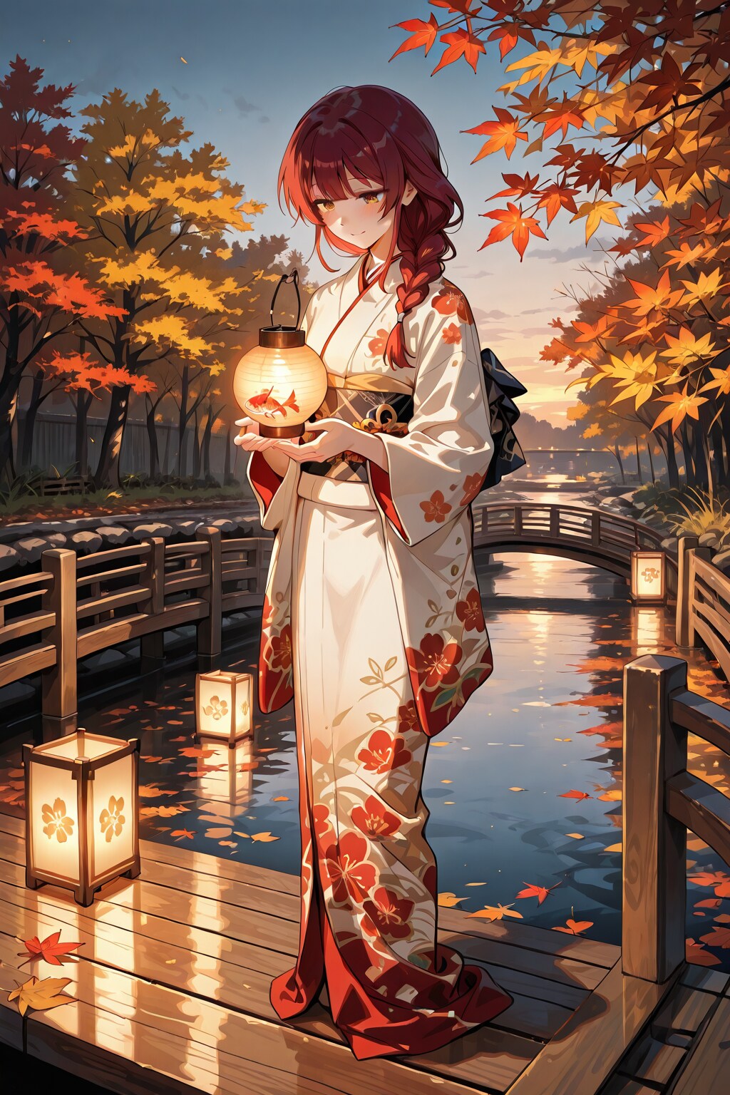 錦鯉と夕映え