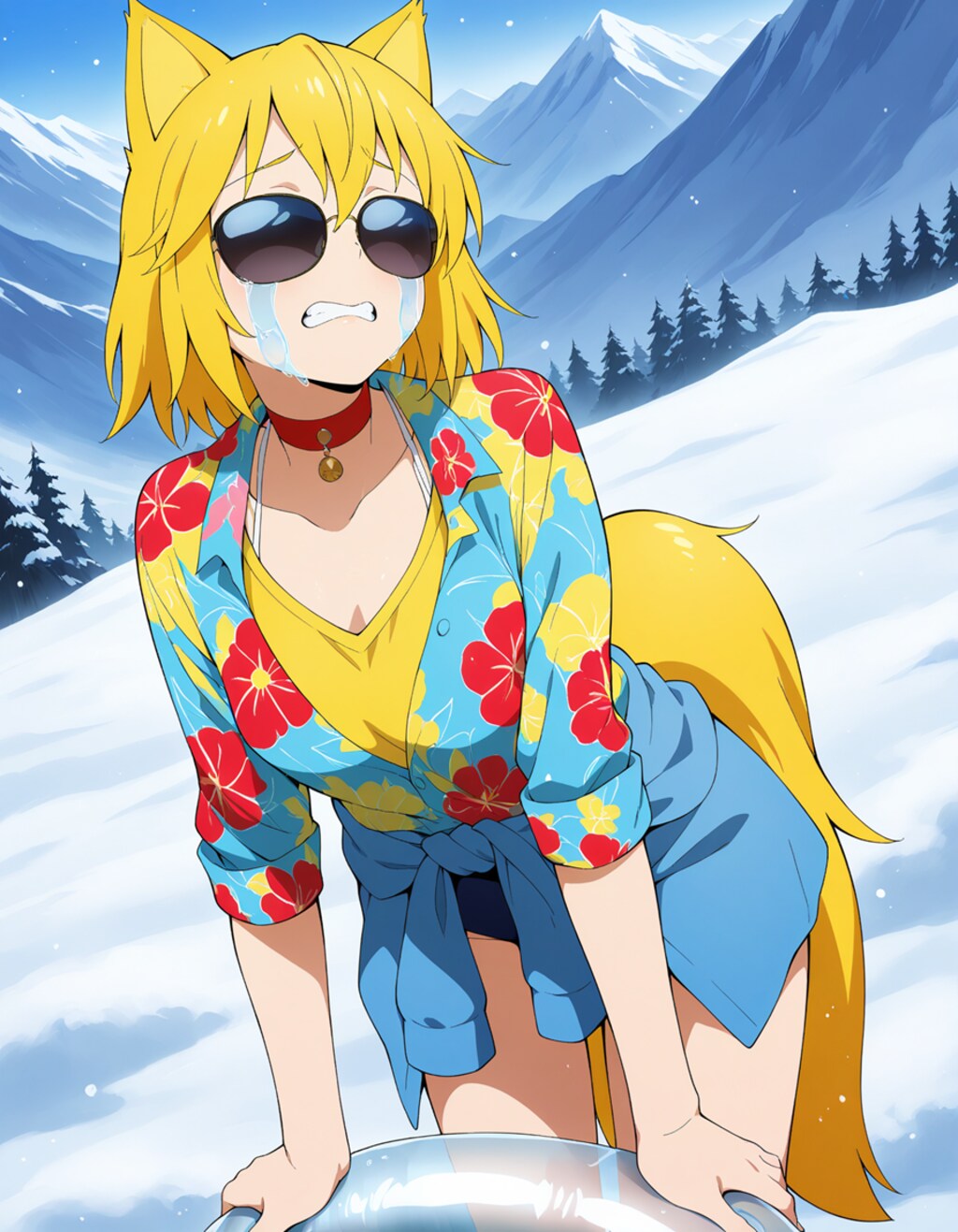 テレビの運勢占いで提示された「ラッキーアイテムはアロハシャツ」「おすすめスポットは雪山」というどう考えても互いに手を取り歩み寄る気配のない組み合わせを疑うことなく全力で受け入れ南国コーデで極寒の雪…